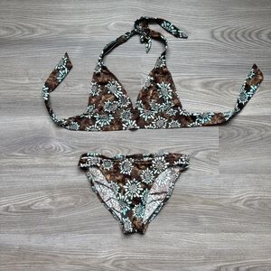 INC International Concepts Women's Brown and Blue Floral Bikini Sets